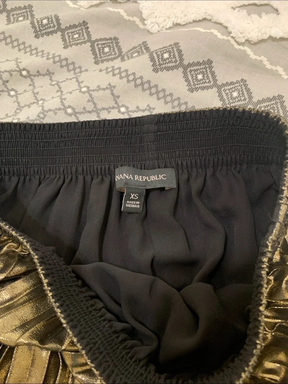 Banana Republic Metallic Gold Pleated Midi Skirt
